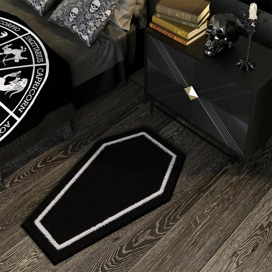 Gothic Coffin Pattern Bath Mat, 1 Count Non-slip Bathroom Rug, Decorative Mat For Home Party