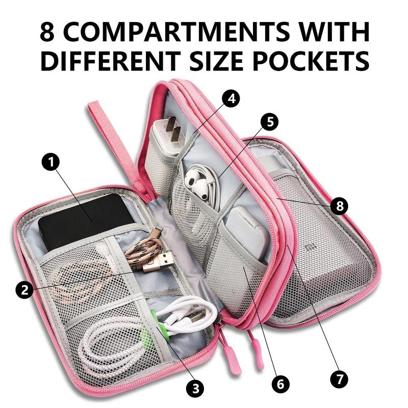 Portable Multi-grids Storage Bag, Waterproof Travel Cable Storage Bag, Travel Storage Organizer, Cable Organizer for Home Office Summer Vacation, Desk Accessories, Travel Essentials, Car Stuff