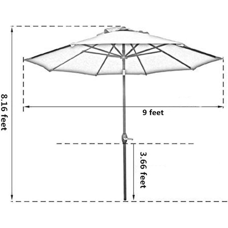 9' Patio Umbrella Outdoor Table Umbrella with 8 Sturdy Ribs (Red)