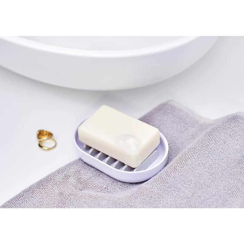 Quick-drain Soap Dish Holder for Bathroom & Kitchen, White, One Size