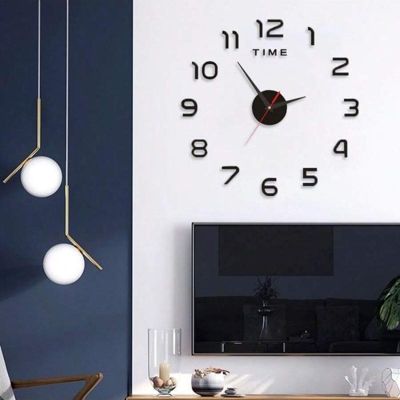 2pcs/set Modern Design Large Wall Clock, DIY Quartz Clocks Acrylic Mirror Stickers, Horloge Clocks for Home Living Room Decor