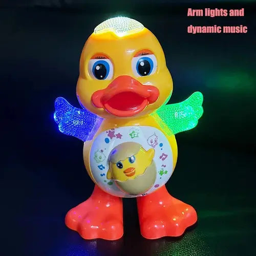 Cute Musical Cartoon Animal Educational Toy - Electric Dancing Duck with Blinking Eyes and Flashing Lights for Kids Aged 3-6 Years - Battery Not Included