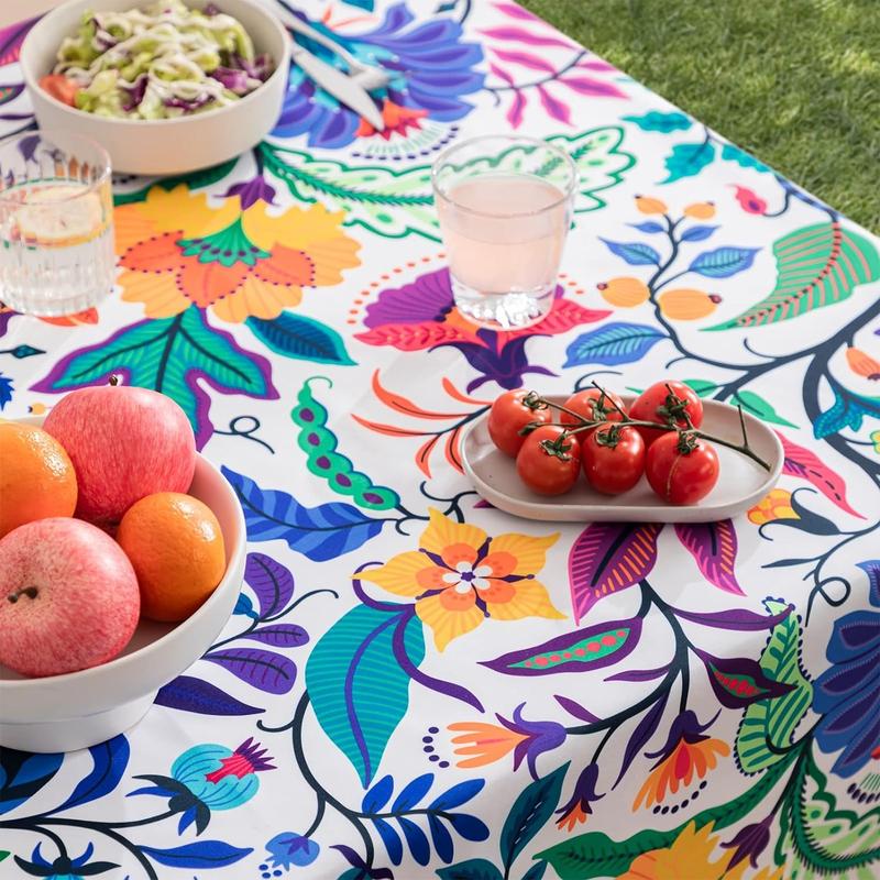 joybest Indoor/Outdoor Tablecloth Waterproof Fabric Tablecloth with Umbrella Hole and Zipper, Paisley Print Patio Table Cover for Spring/Summer/Patio/Picnic, 52 x 70 Rectangle/Oblong