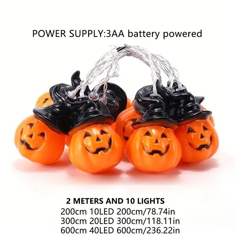 Pumpkin Shaped LED String Light, 1 Count Halloween Decorative String with 10 Lights, Halloween Decorative Light for Party (Batteries Not Included)