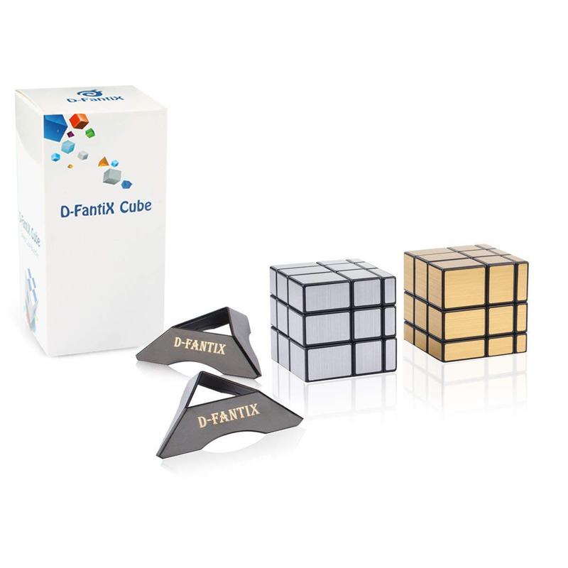 D-FantiX Shengshou 3x3x3 glossy Cube Set, 2 Pack, ABS Plastics, Puzzle Toys ,bright gray, amber champagne color, Unisex, Beginner, 54 Pieces, 2 Items, 1 Set rubixcubegame