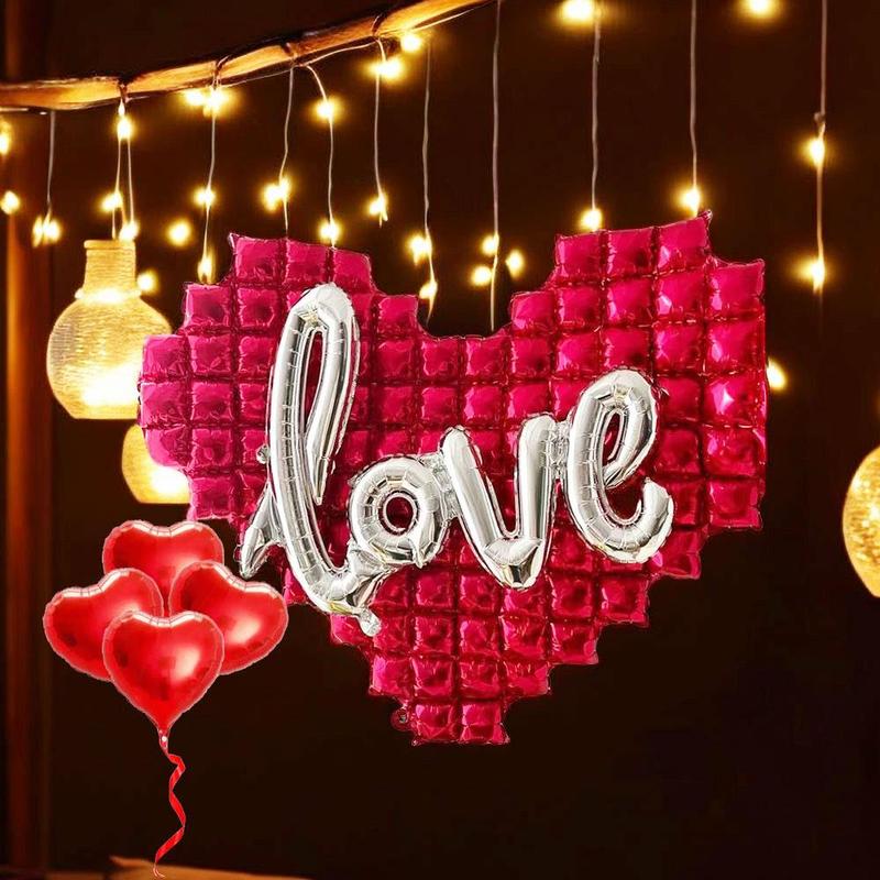 Letter & Heart Shaped Balloon Sets, 6pcs/set Balloons for Wedding Proposal Decoration, Surprise Gifts, Anniversary Gifts, Confession Gifts [Package List As Picture Shown]