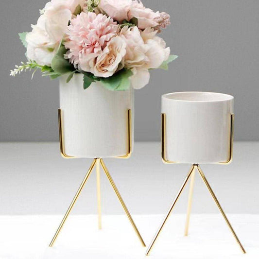 Ceramic Flower Pot Stand, Nordic Style Minimalistic Plant Stand, Home Decorative Plant Holder For Home Garden Decoration