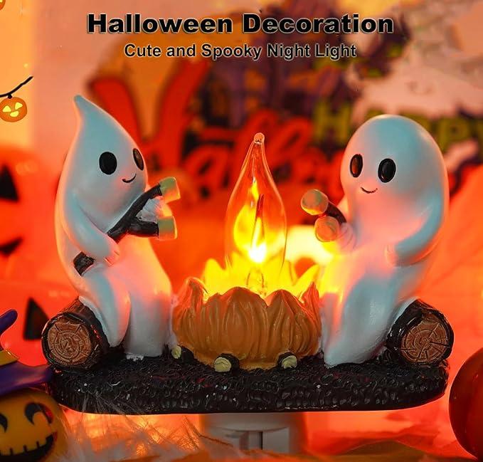 [Free Shipping to All-CD]2024 Ghost Campfire Flickering Night Light,3D Spooky Fire Marshmallow Night Light,LED Faux Campfire Lamp Plug into Wall,Funny Halloween Gifts,Halloween Nightlight Indoor Decoration,Girl-only Room Decorations,Gift for Your Daughter