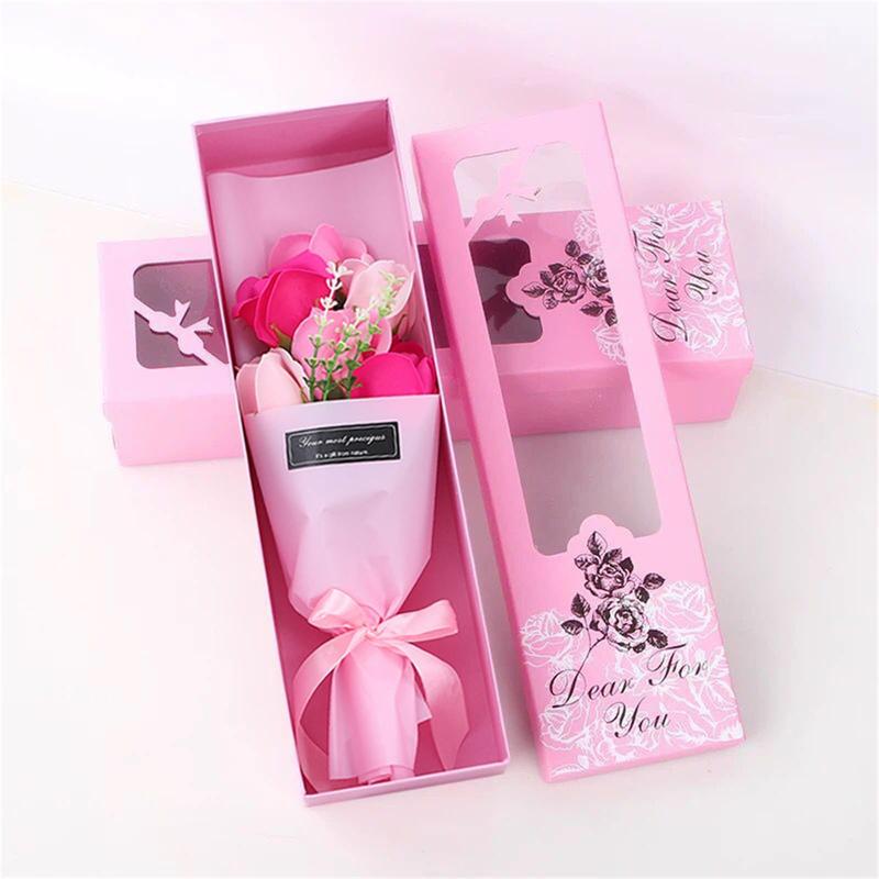 Artificial Rose Bouquet Gift Box, Faux Flower Bouquet Gift Box for Anniversary, Birthday, Decoration Flower Bouquet for Wedding Party Gift