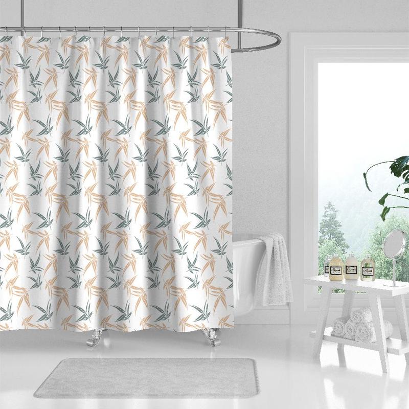 Floral Pattern Shower Curtain, 1 Count Bathroom Shower Curtain With Hook, Bathroom Supplies