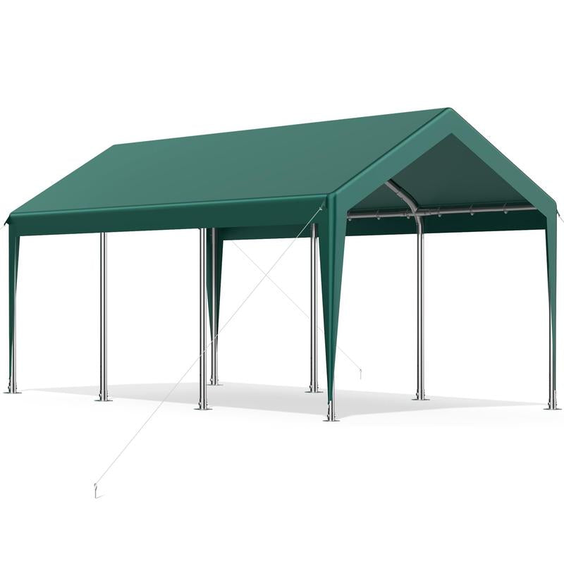 LITTLE HAPPY HOME 12x20FT Premium Heavy-Duty Carport, Versatile Portable Auto Shelter & Boat Cover, UV-Proof & Waterproof Canopy with Enhanced Wind Stability£¨Green£©