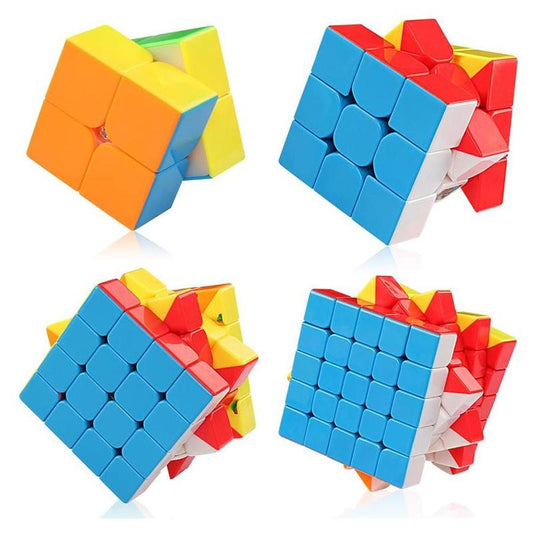 Cube Toy Kit, 4 Counts/set Colorful Cube Toy, 2x2, 3x3,?4x4, 5x5, Develop Intelligence,?Easy Turning and Smooth Play, Enhances Hands-on Ability