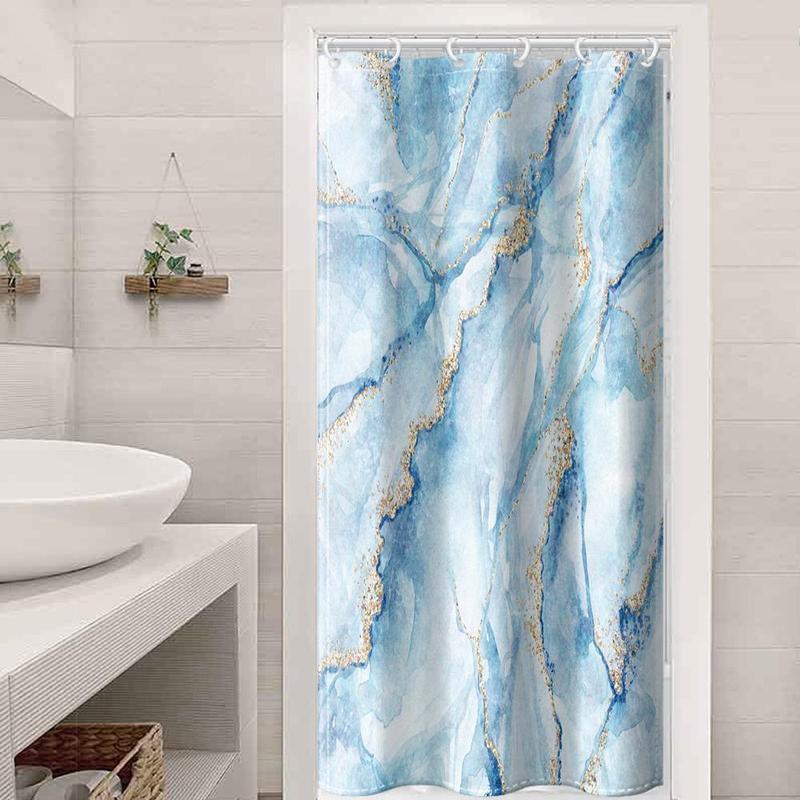 Marble Pattern Shower Curtain, 1 Count Waterproof Quick-drying Bathtub Shower Curtain with Hooks, Bathroom Accessories, Bathroom Decor Supplies, Home Decor