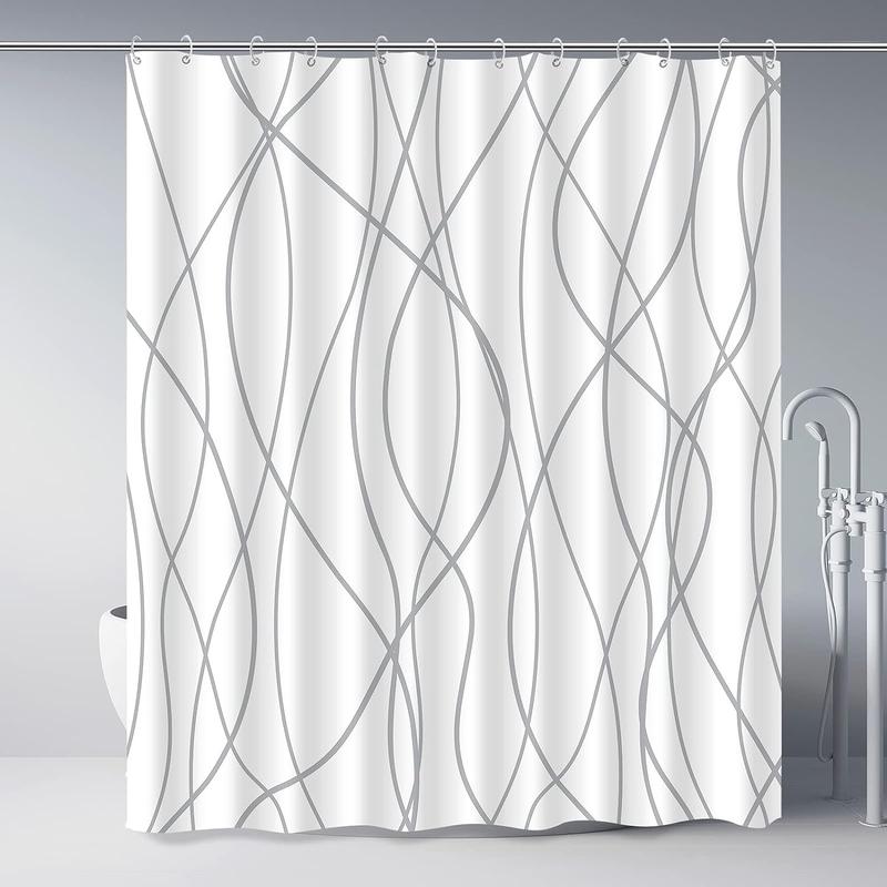 Print Shower Curtain (1 Piece), Waterproof Bathroom Curtain With 12pcs Hooks, Decorative Curtain For Bathroom