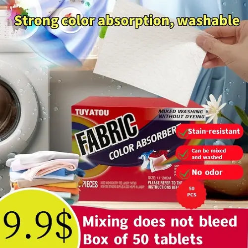 Color absorption sheets for laundry, allow mixed washes, prevent color runs, maintain original color of clothing, laundry supplies, laundry tools, laundry essentials, designed for use in washing machines, essential for light-colored clothes