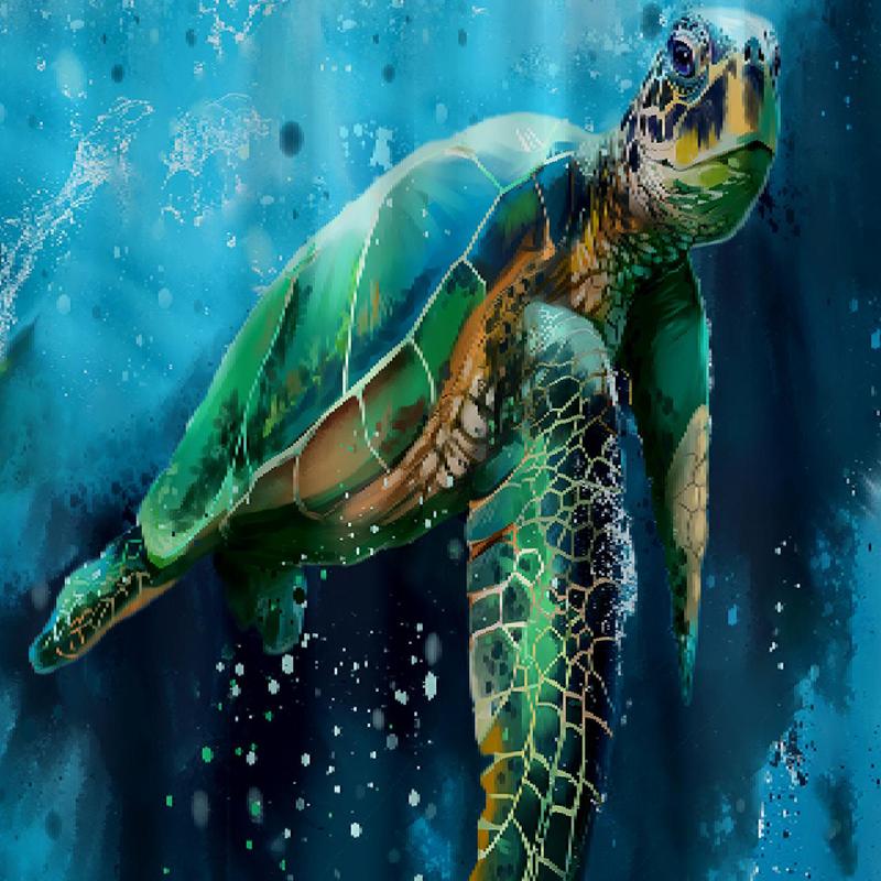 Sea Turtle Pattern Shower Curtain, Waterproof Shower Curtain with 12 Hooks, Bathroom Accessories for Home Decor