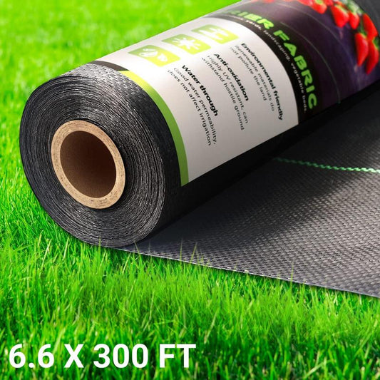 6.6x300ft Weed Barrier Fabric,3.2OZ Landscape Fabric,Heavy Duty Geotextile Fabric,Woven Ground Cover for Commercial Greenhouse,Yard,Garden Barrier Cloth Blocker