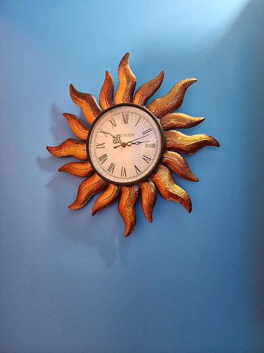 Sun Outdoor Clocks Waterproof Wall Clock Decor Metal