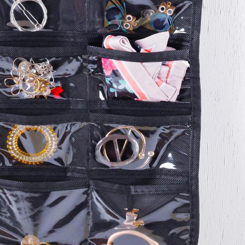 Hanging Jewelry Storage Bag without Jewelry, Multi-grid Jewelry Organizer, for Necklace Bracelet Earrings Ring Chain