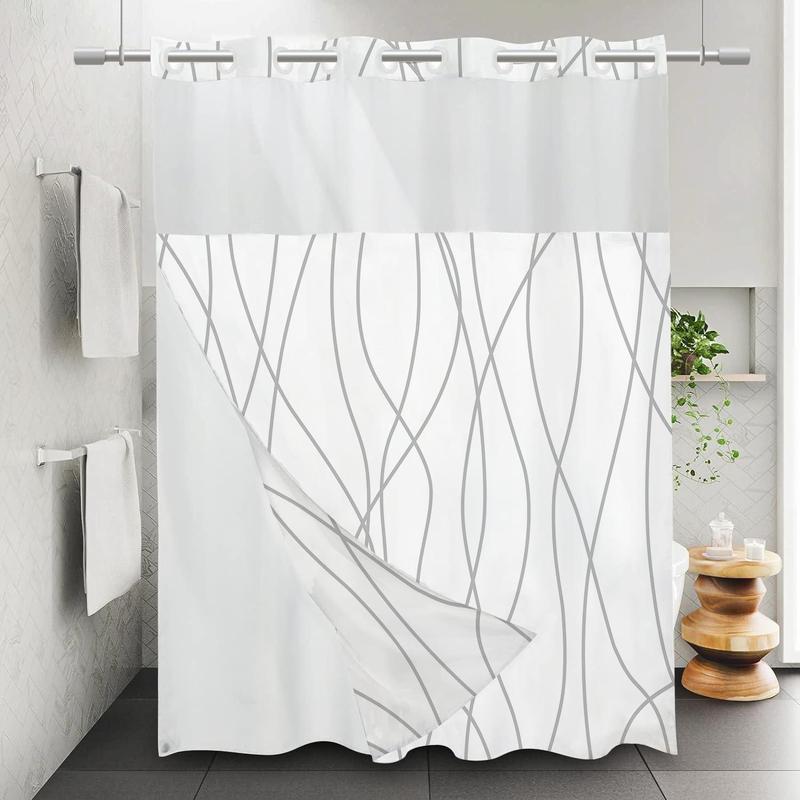 Minimalist Line Pattern Shower Curtain, Waterproof Shower Curtain, Bathroom Supplies for Home Use