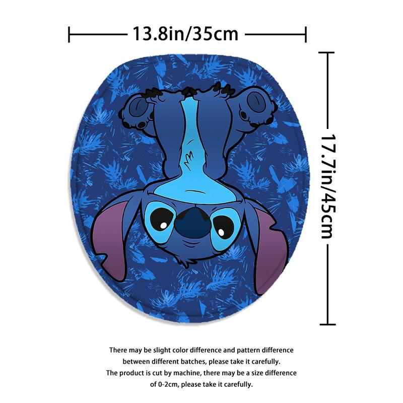 Cartoon Stitch Character Pattern Bathroom Accessories, 1 Count Shower Curtain with Hook Or 4 Counts Shower Curtain & Bath Mat Set, Halloween Decor Bathroom Decor, Bathroom Gadgets 2024, Fall Decor