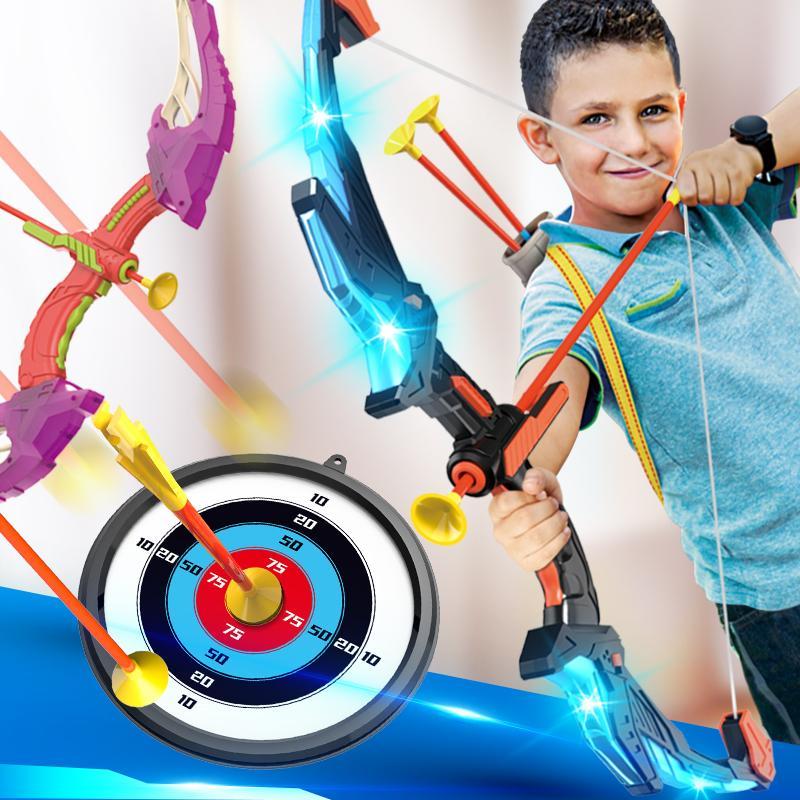 Kids Bow and Arrow Toy Set, 1 Set Beginner Shooting Archery Crossbow Target Outdoor Sports Toy with 3 Suction Cup Arrows, Shooting Toy for Children