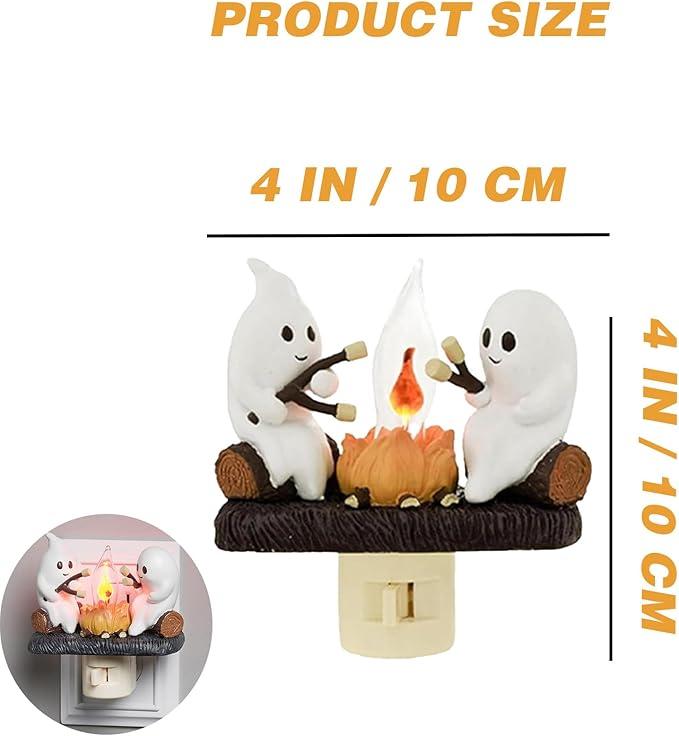 [Free Shipping to All-CD]2024 Ghost Campfire Flickering Night Light,3D Spooky Fire Marshmallow Night Light,LED Faux Campfire Lamp Plug into Wall,Funny Halloween Gifts,Halloween Nightlight Indoor Decoration,Girl-only Room Decorations,Gift for Your Daughter