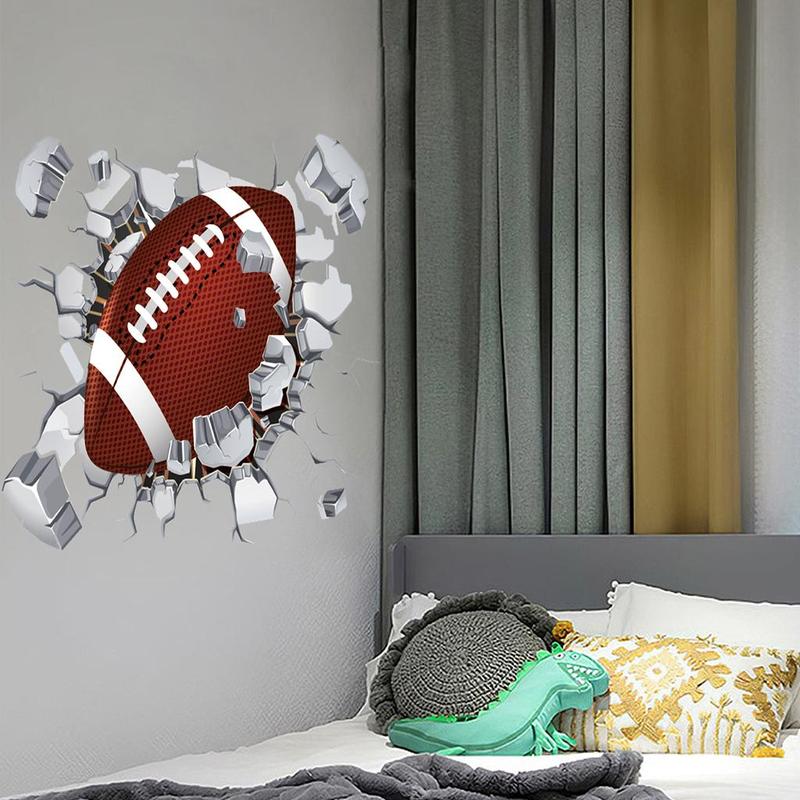 Rugby Pattern Wall Sticker, 1 Piece Removable Wall Decal, Creative Self-adhesive Sticker For Home Decoration