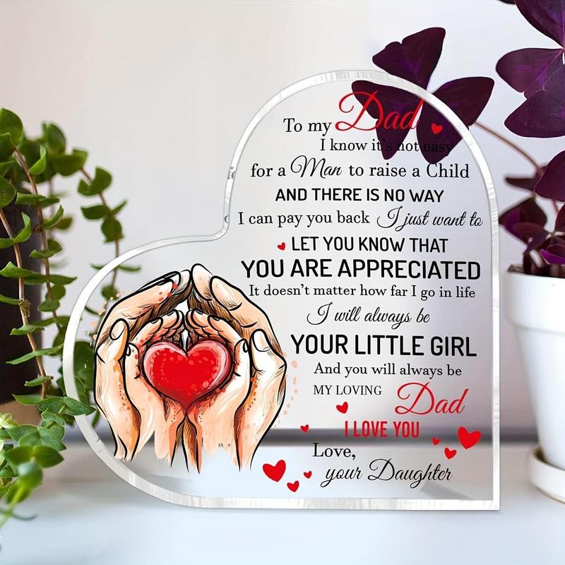 Heart Shaped Acrylic Plaque, Modern Transparent Decoration, Desktop Ornament for Home Office