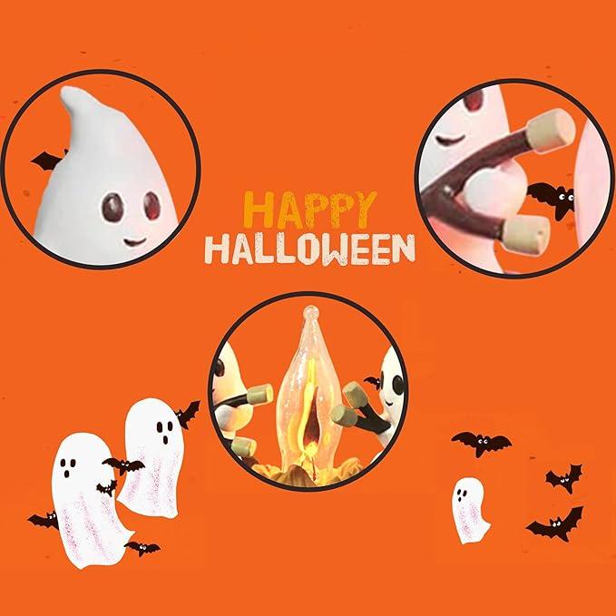 Breamies Halloween Hand Made Ghost Campfire Flickering Nightlight-Indoor Decorations,Night Light,Roasting At Campfire, Faux Campfire Night Light Plug into Wall for Home Decor Set,Spooky Fire Marshmallow children's Gifts Decoration Ornaments