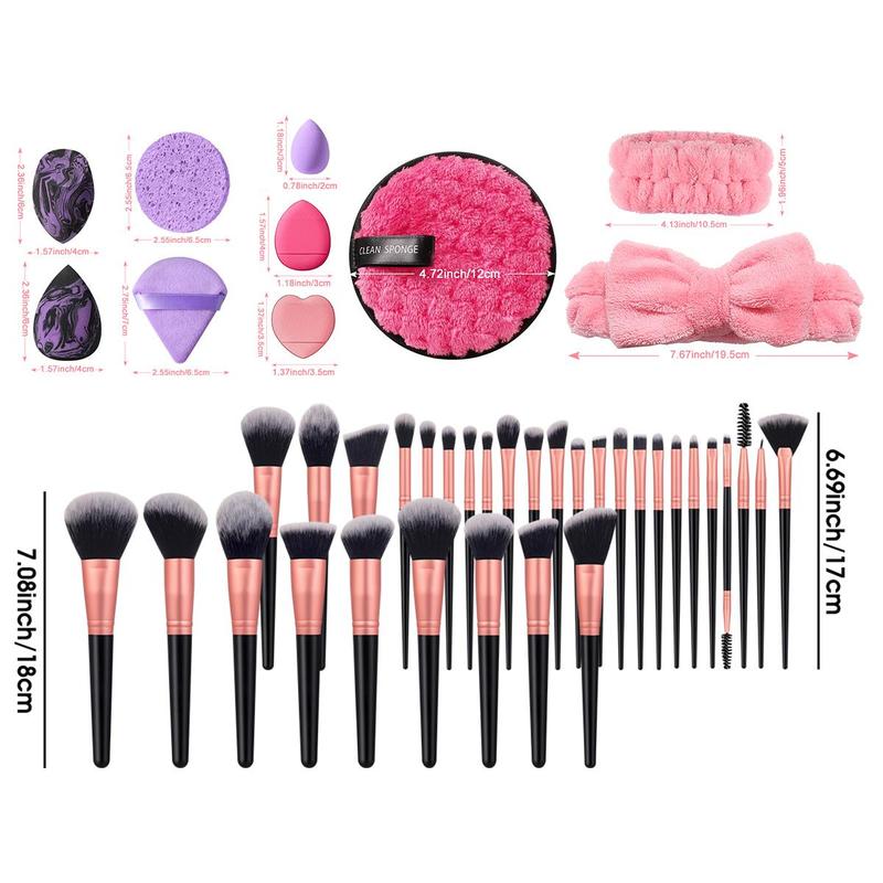 Makeup Tool Set, 65pcs/set Includes Brushes & Beauty Blenders & Headband & Wrist Bands & Triangular Sponges & Finger Sponges & Mini Beauty Blenders & Wash Puff