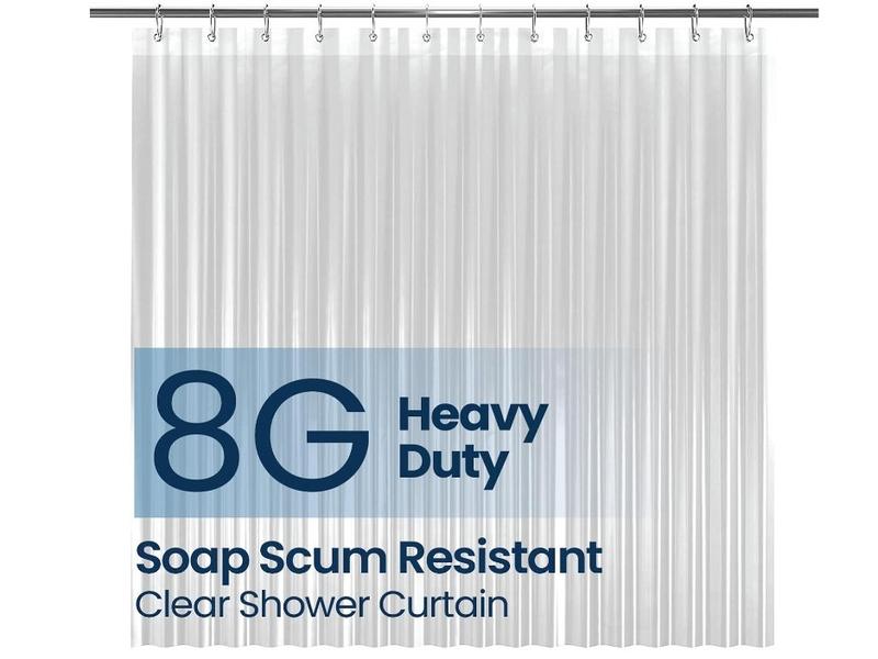 LiBa Bathroom Shower Curtain - Waterproof Plastic Shower Curtain Premium PEVA Non-Toxic with Rust Proof Grommets Clear 8G Heavy Duty Bathroom Accessories 72x72