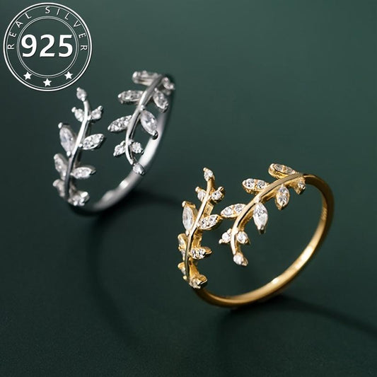 2 pc Fashion Ring, Opening Adjustable Creative Bud Small Leaf Ring, Hand Jewelry