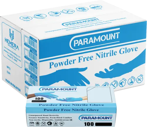 PARAMOUNT Blue Nitrile Gloves | 4mil Exam Gloves | Powder Free Gloves Cleaning Kitchen