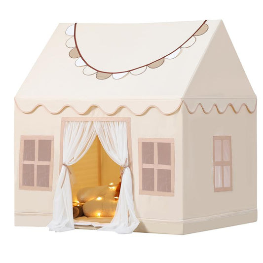 Play Tent with Mat, Star Lights, and Banners - Perfect Indoor Playhouse, Ideal Gift!