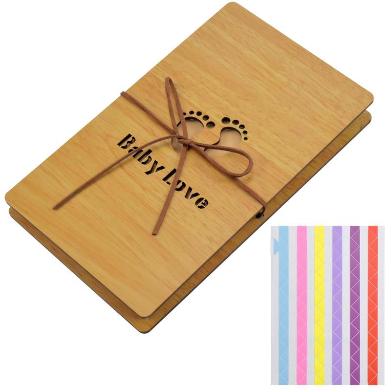 Wooden Cover Baby Love Photo Album Book, 1 Piece Modern Simple Creative Baby Love Memory Scrapbooking Photo Album Book, Romantic Valentine's Day Gifts for Her Him Boyfriend Girlfriend, Gift for Family