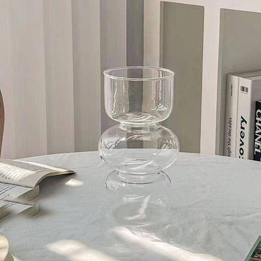 Geometric Design Vintage Glass Floral Vase, 1 Piece?Home Decorative Flower Pot With Hole For Arrangement,?Spring Decor 2024, Spring Flower Container, Room Decor