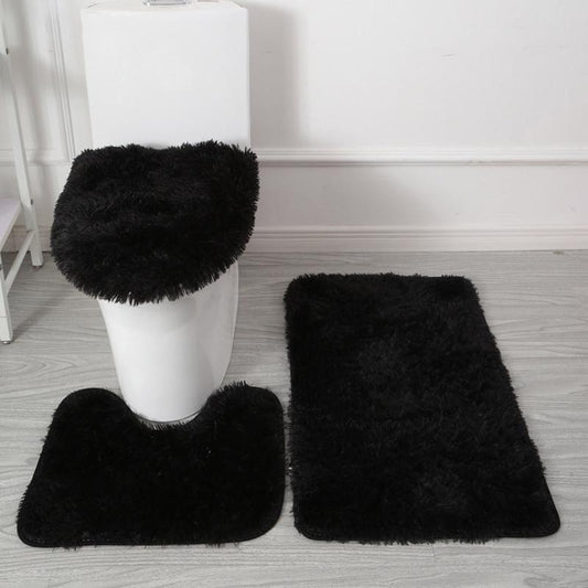 Soft Bathroom Carpet 3 Piece Bathroom Rugs and Mats Sets Non-Slip Mat Set Toilet Mat Set with U-Shaped Toilet Floor Mat Non Slip Rugs and Toilet Lid Cover Mat