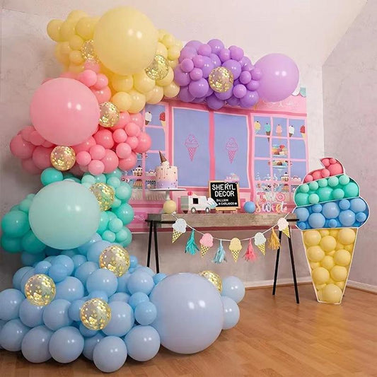 Valentines Day Backdrop Inflatable Adornment, 117pcs Macaron Color Decorative Balloon Arch Kit, Decoration Balloon Garland Set, Festive & Party Supplies for Birthday Party Wedding Decor