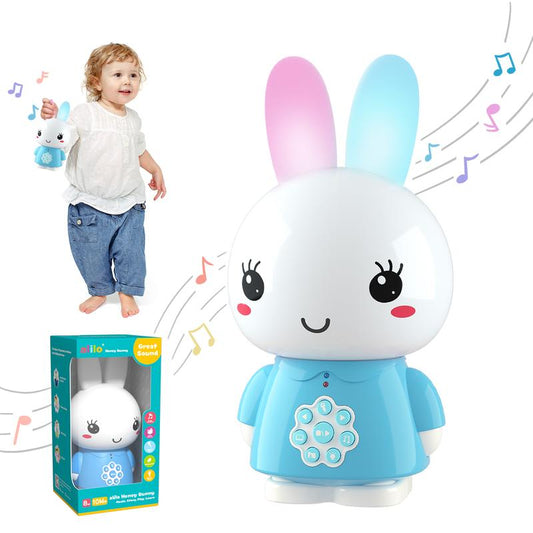 alilo Honey Bunny Baby Audio Player - Toy w/ Chewable Teether Ears, Colorful Lights - Pre-Loaded with Educational Sounds, Stories, Music, Lullabies, White Noise for 10+ Months Kids - Baby Gift for Learning