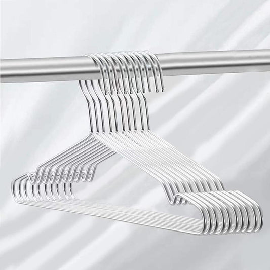 Stainless Steel Clothes Hanger, 10pcs Heavy Duty Wire Hanger with Non Slip Notch, Ultra Thin Space Saving Clothing Hanger for Home