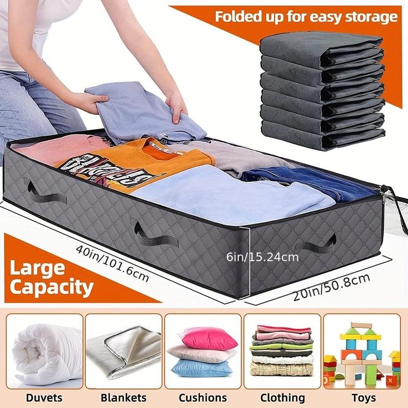 Large Capacity Clothes Storage Bag, 1 Count/2 Counts?Foldable Quilt Storage Bag, 90L Under Bed Bedding Storage Container With Top Window, Home Closet Organizer