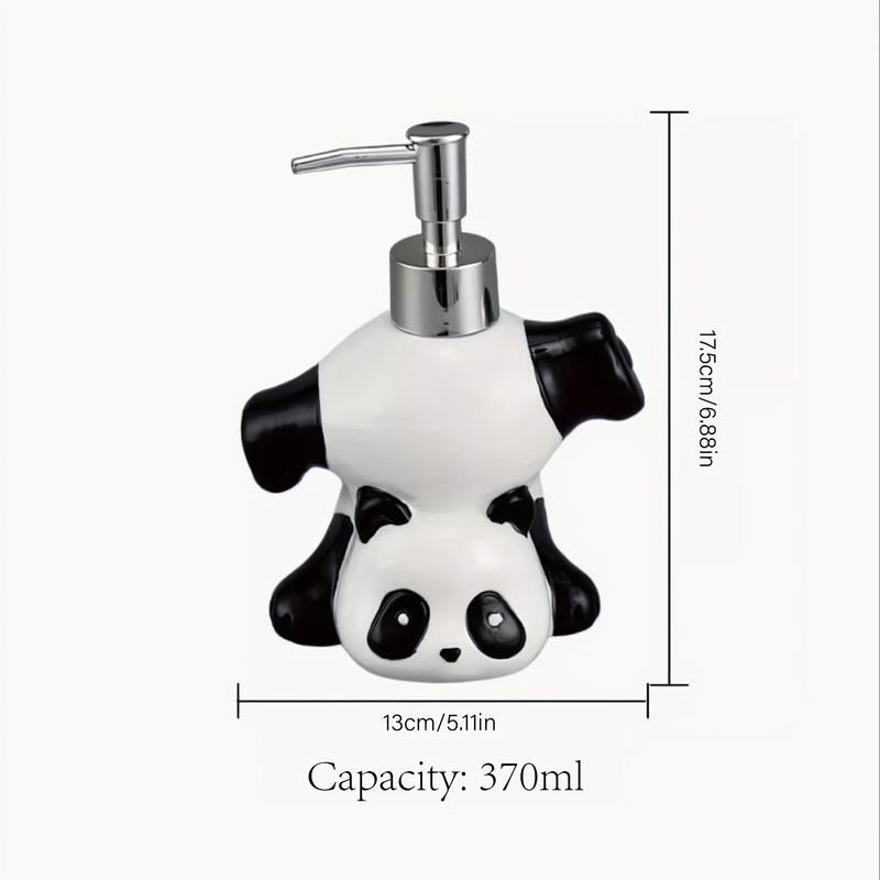 Cute Panda Design Soap Dispenser, Cartoon Ceramic Soap Dispenser Bottle, Empty Soap Dispenser for Home Bathroom Kitchen