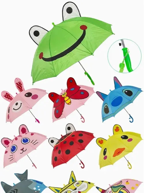 Kids Pointy Ear Animal Pals Auto Open Umbrella