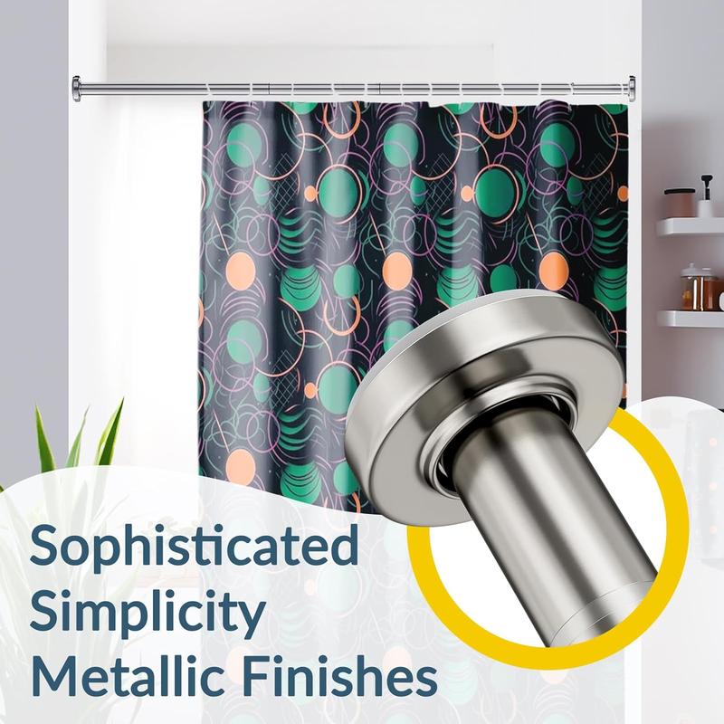 AmazerBath Spring Tension Shower Curtain Rod, Heavy Duty Shower Curtain Rod Rust Proof Bathroom Curtain Rod, Adjustable Shower Curtain Rod No Drill Wall Easy Segmented Installation