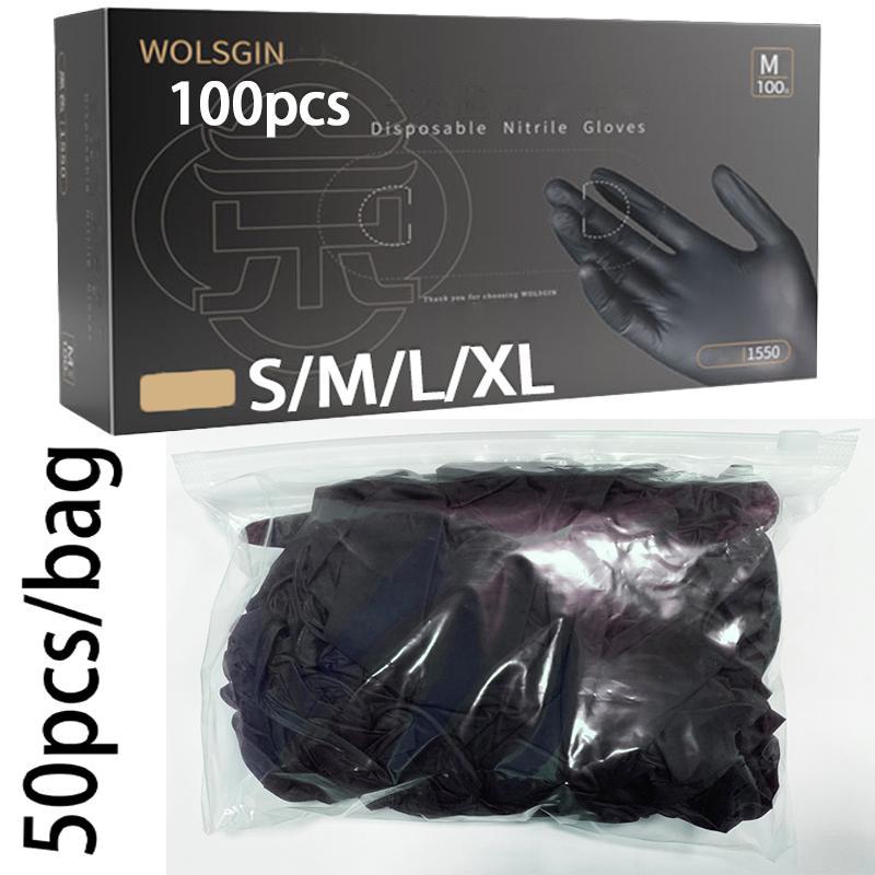 Disposable Gloves, 50/100pcs Nitrile Gloves, Household Cleaning Gloves for Kitchen, Tattoo Cleaning, Hair Dyeing, Beauty Salon