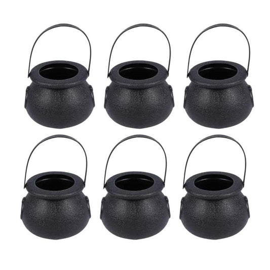 6pcs Solid Color Mini Halloween Bucket, Candy Pail Holder with Handle, Mini Jar for Halloween Candy Goody Party Decorations Photo Prop