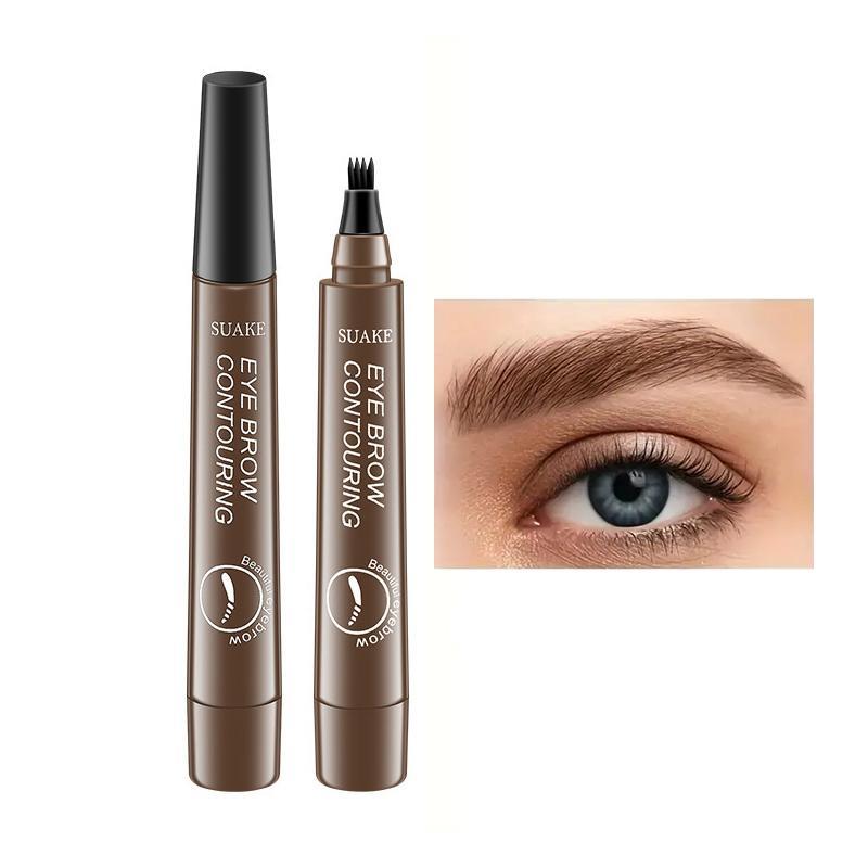 Waterproof Four-tooth Liquid Eyebrow Pencil, Long Lasting Eyebrow Liquid Pencil, Brow Styling Brush, Sweat Proof High Pigmented Brow Pen, Summer Cosmetic Gift