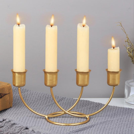 Metal Candle Holder (1 Piece), Vintage Luxury Style Candlestick Holder, Decorative Candle Holder for Home Living Room Dining Table