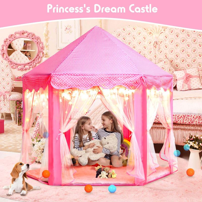 Princess Tent for Girls with Mat - Unicorn Fairy Castle Play Tent for Kids, Hexagon Playhouse with Gift Box for Indoor & Outdoor Fun!